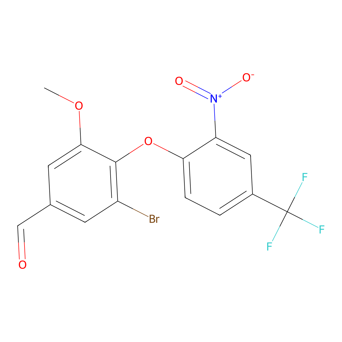 3-Bromo-5-methoxy-4-[2-nitro-4-(trifluoromethyl)phenoxy]benzaldehyde molecular structure, CAS 693233-34-0