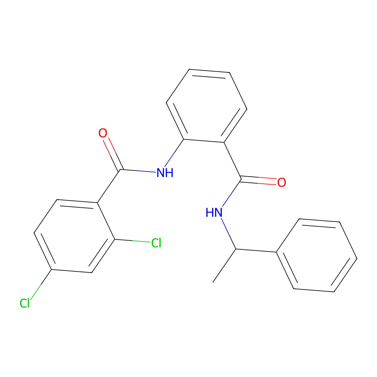 2,4-dichloro-N-[2-(1-phenylethylcarbamoyl)phenyl]benzamide molecular structure, CAS 693233-54-4