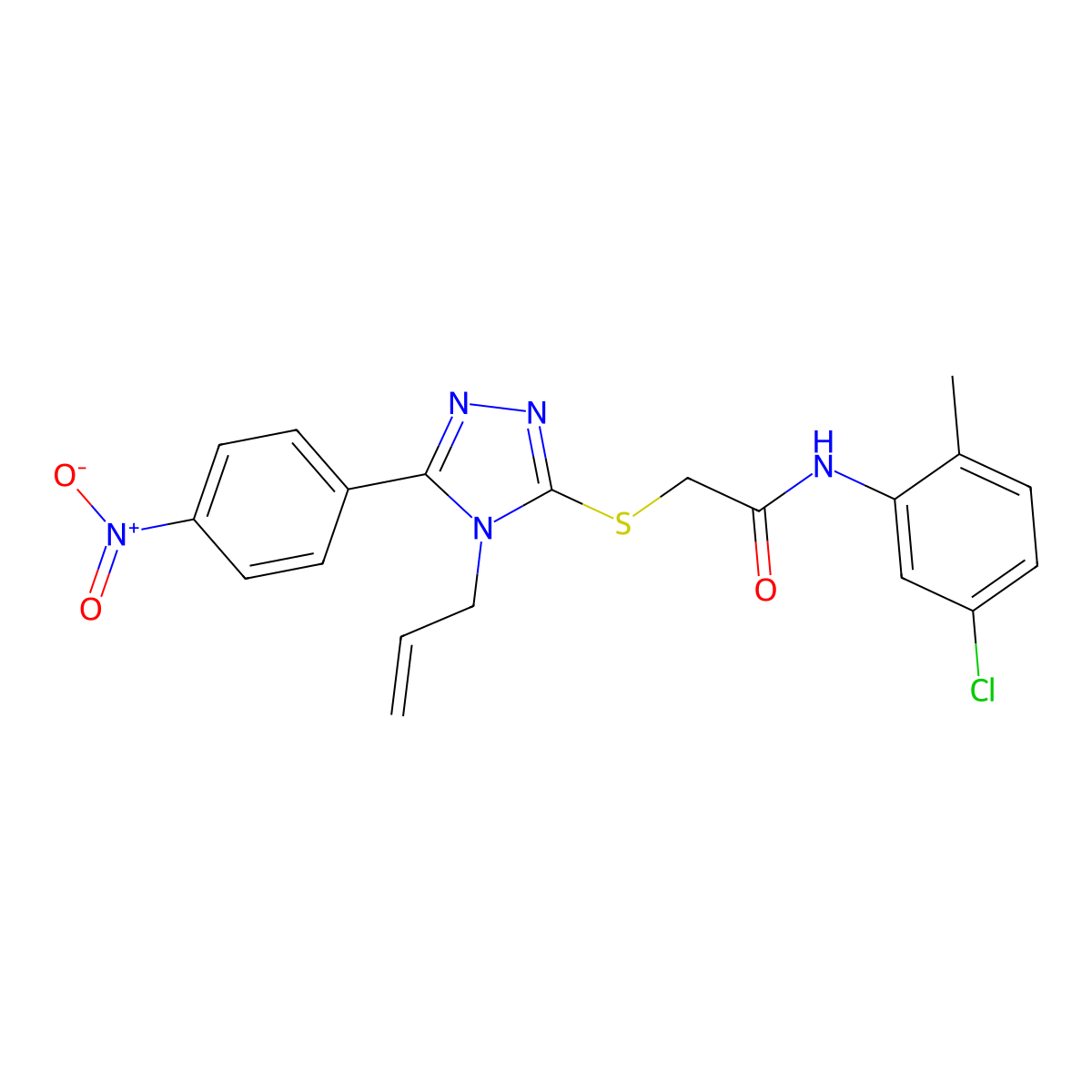 N-(5-chloro-2-methylphenyl)-2-[[5-(4-nitrophenyl)-4-prop-2-enyl-1,2,4-triazol-3-yl]sulfanyl]acetamide molecular structure, CAS 693233-67-9