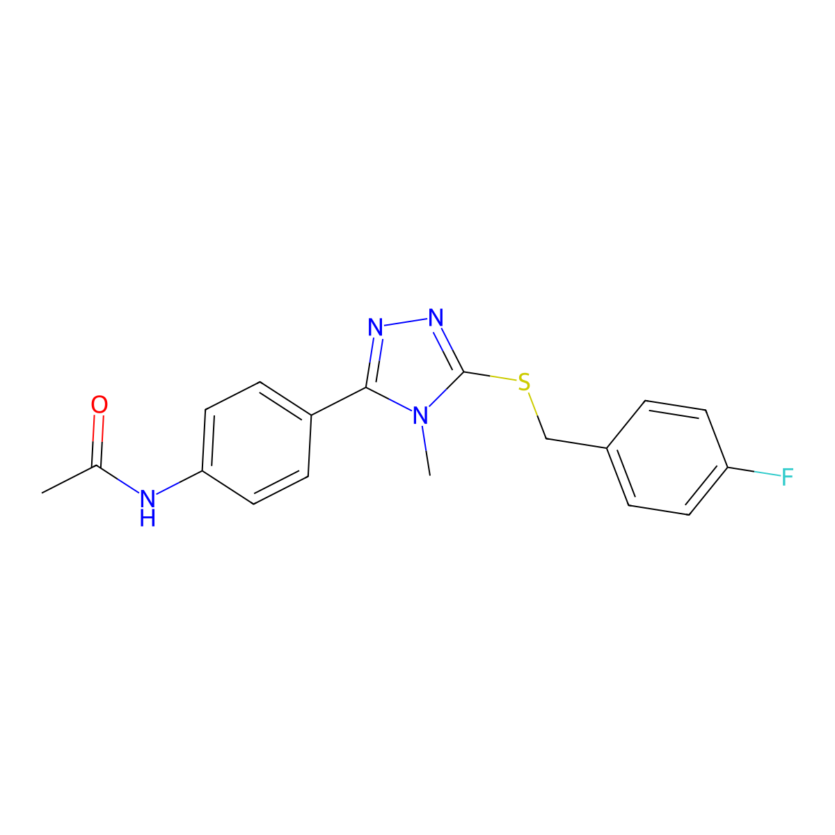 N-[4-[5-[(4-fluorophenyl)methylsulfanyl]-4-methyl-1,2,4-triazol-3-yl]phenyl]acetamide molecular structure, CAS 693233-68-0