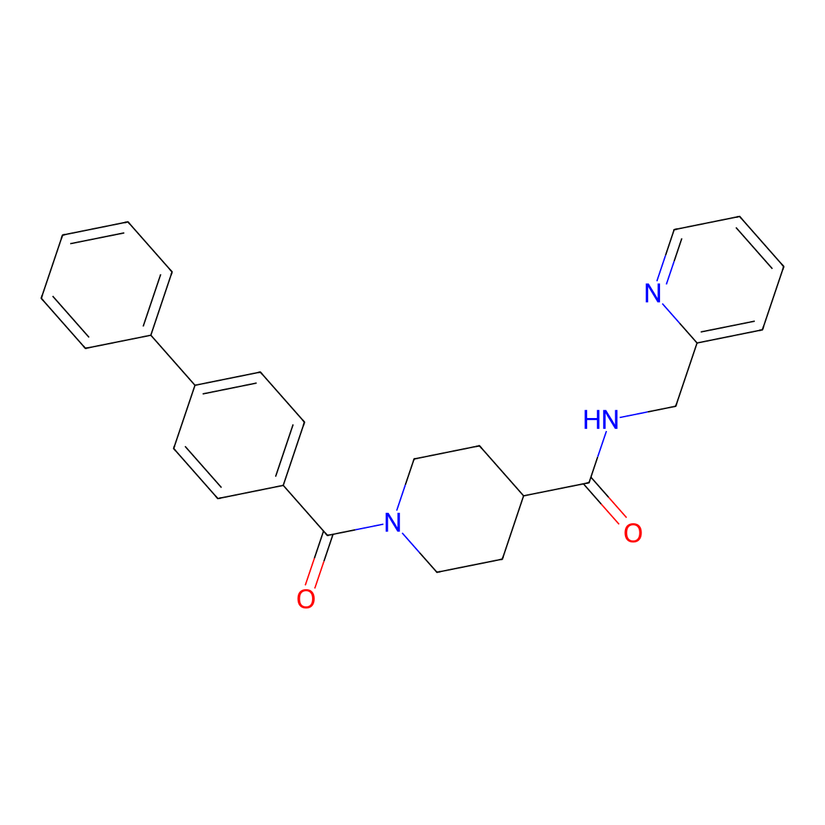 1-(4-phenylbenzoyl)-N-(pyridin-2-ylmethyl)piperidine-4-carboxamide molecular structure, CAS 693233-69-1