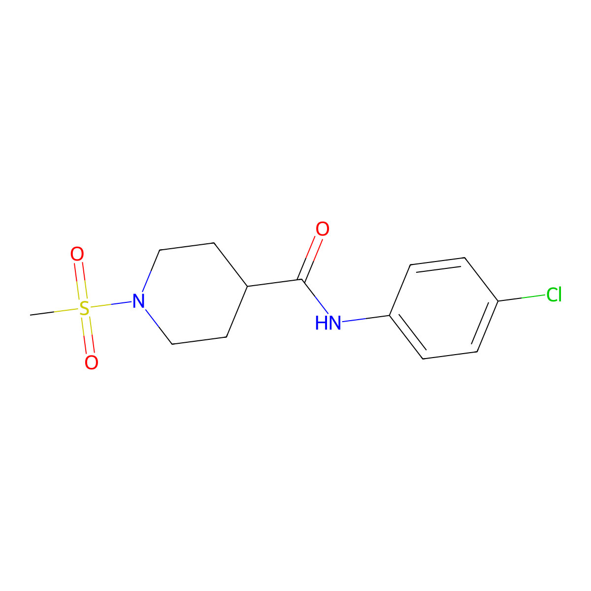 N-(4-chlorophenyl)-1-methylsulfonylpiperidine-4-carboxamide molecular structure, CAS 693233-91-9