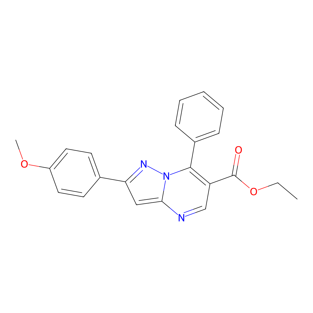 Ethyl 2-(4-methoxyphenyl)-7-phenylpyrazolo[1,5-a]pyrimidine-6-carboxylate molecular structure, CAS 693233-92-0