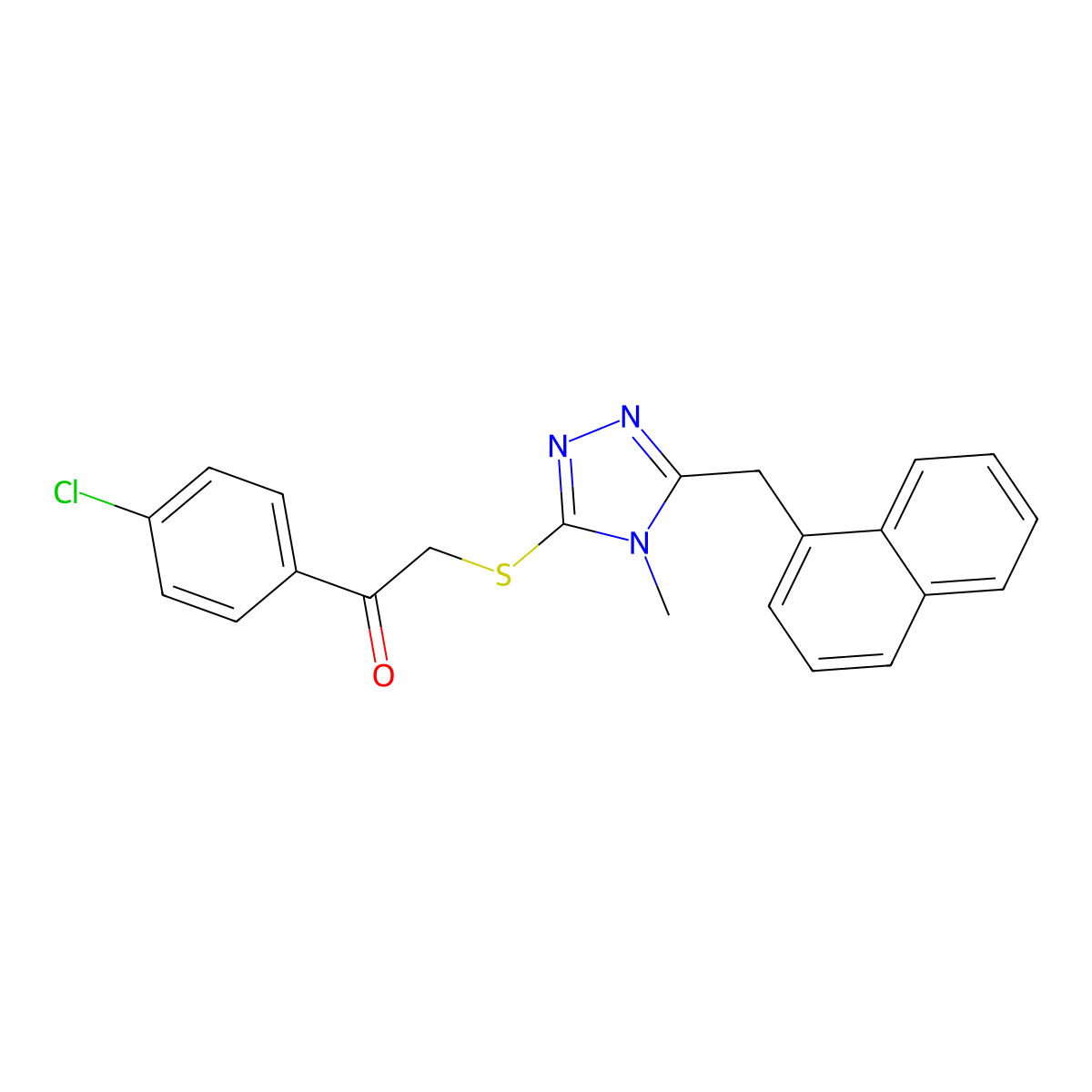 1-(4-Chlorophenyl)-2-[[4-methyl-5-(naphthalen-1-ylmethyl)-1,2,4-triazol-3-yl]sulfanyl]ethanone molecular structure, CAS 693233-93-1