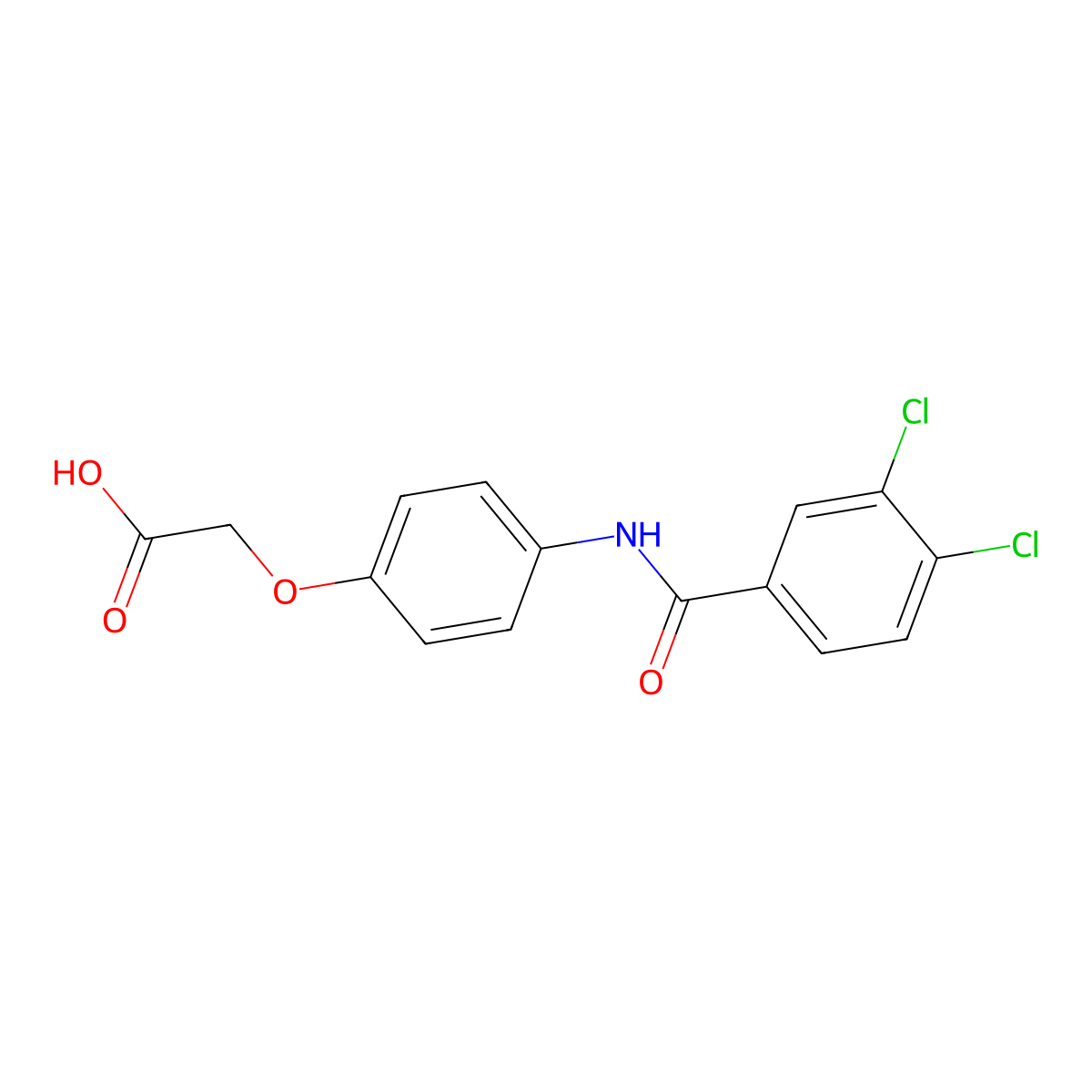 (4-{[(3,4-Dichlorophenyl)carbonyl]amino}phenoxy)acetic acid molecular structure, CAS 693233-97-5