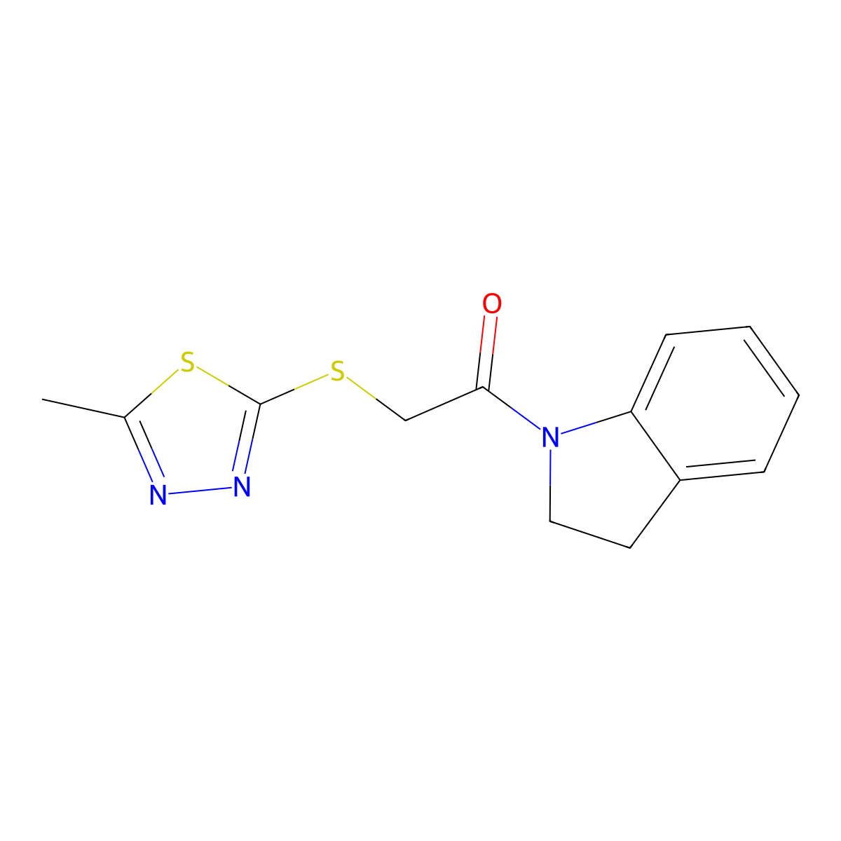 1-(2,3-Dihydroindol-1-yl)-2-[(5-methyl-1,3,4-thiadiazol-2-yl)sulfanyl]ethanone molecular structure, CAS 693234-12-7