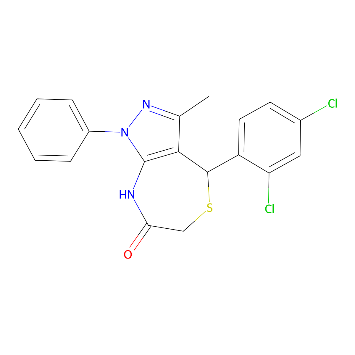 4-(2,4-dichlorophenyl)-3-methyl-1-phenyl-4,8-dihydro-1H-pyrazolo[3,4-e][1,4]thiazepin-7(6H)-one molecular structure, CAS 693234-15-0