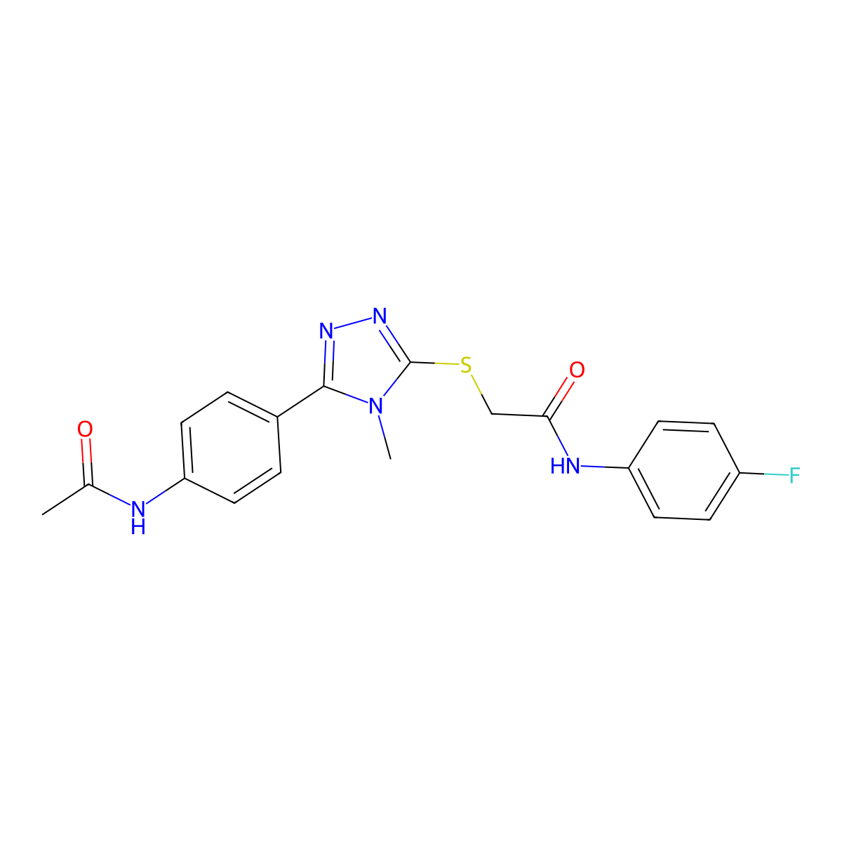 2-[[5-(4-acetamidophenyl)-4-methyl-1,2,4-triazol-3-yl]sulfanyl]-N-(4-fluorophenyl)acetamide molecular structure, CAS 693234-19-4