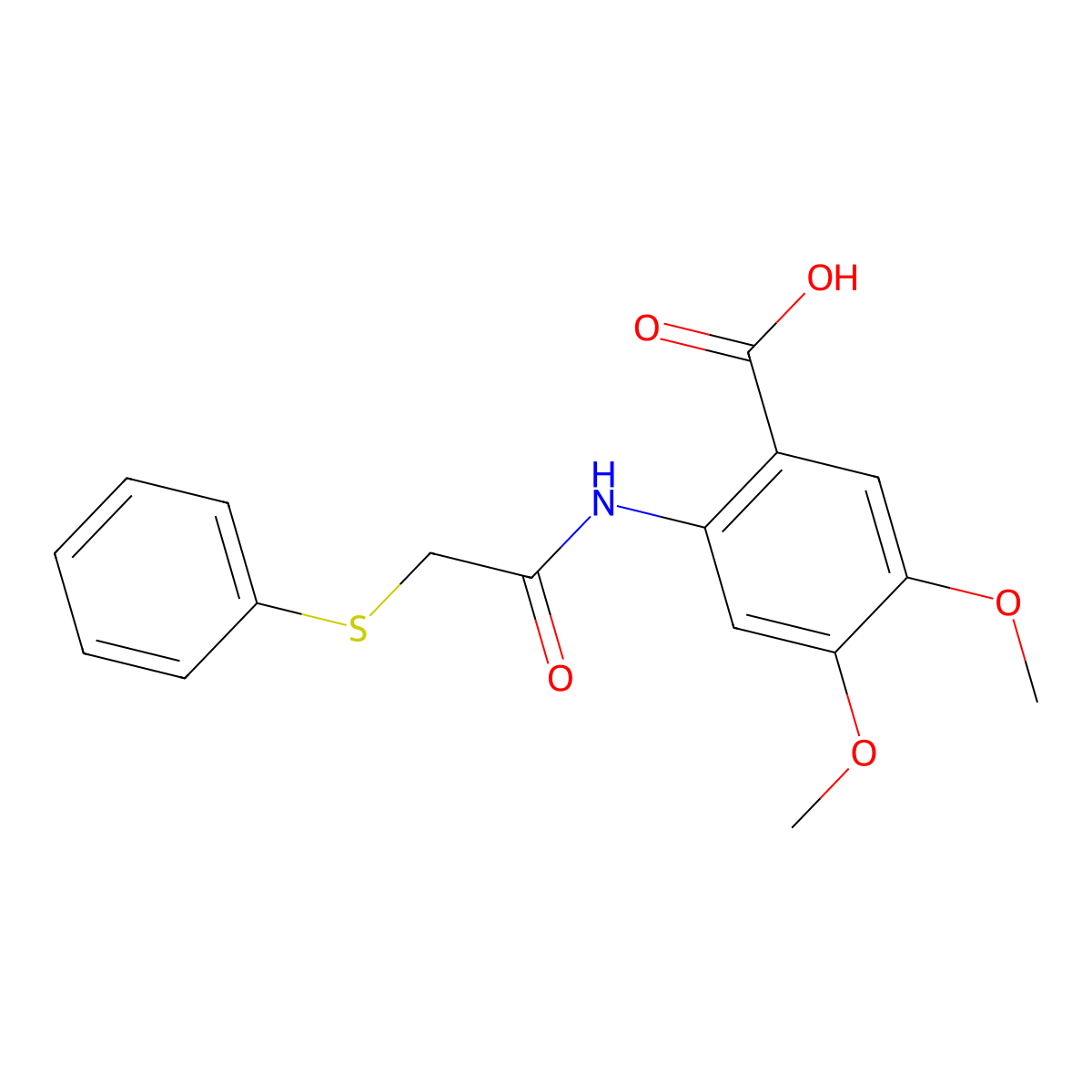 4,5-Dimethoxy-2-{[(phenylsulfanyl)acetyl]amino}benzoic acid molecular structure, CAS 693234-26-3