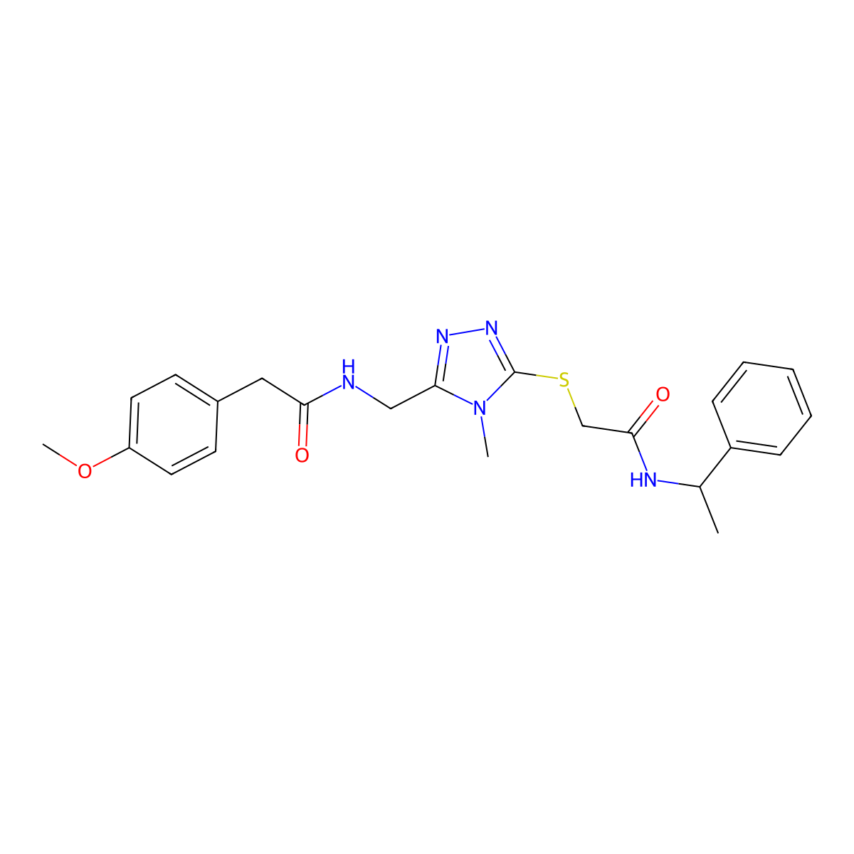 2-(4-methoxyphenyl)-N-{[4-methyl-5-({2-oxo-2-[(1-phenylethyl)amino]ethyl}sulfanyl)-4H-1,2,4-triazol-3-yl]methyl}acetamide molecular structure, CAS 693234-35-4