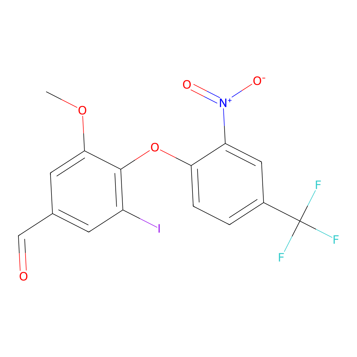 3-Iodo-5-methoxy-4-[2-nitro-4-(trifluoromethyl)phenoxy]benzaldehyde molecular structure, CAS 693234-37-6