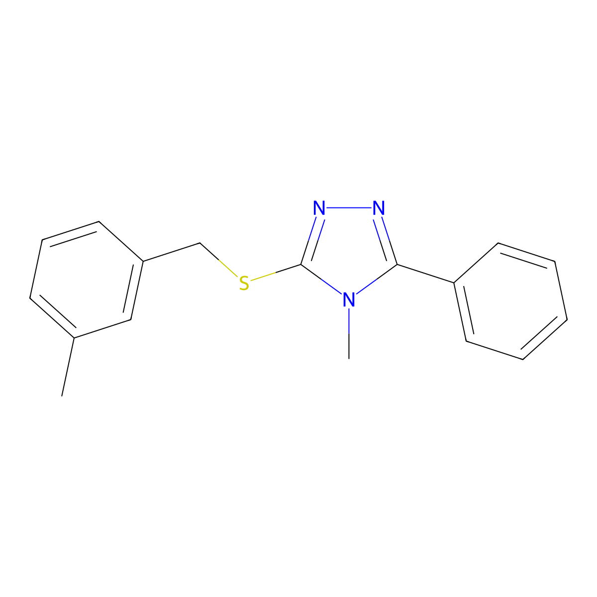 4-methyl-3-[(3-methylbenzyl)sulfanyl]-5-phenyl-4H-1,2,4-triazole molecular structure, CAS 693234-45-6