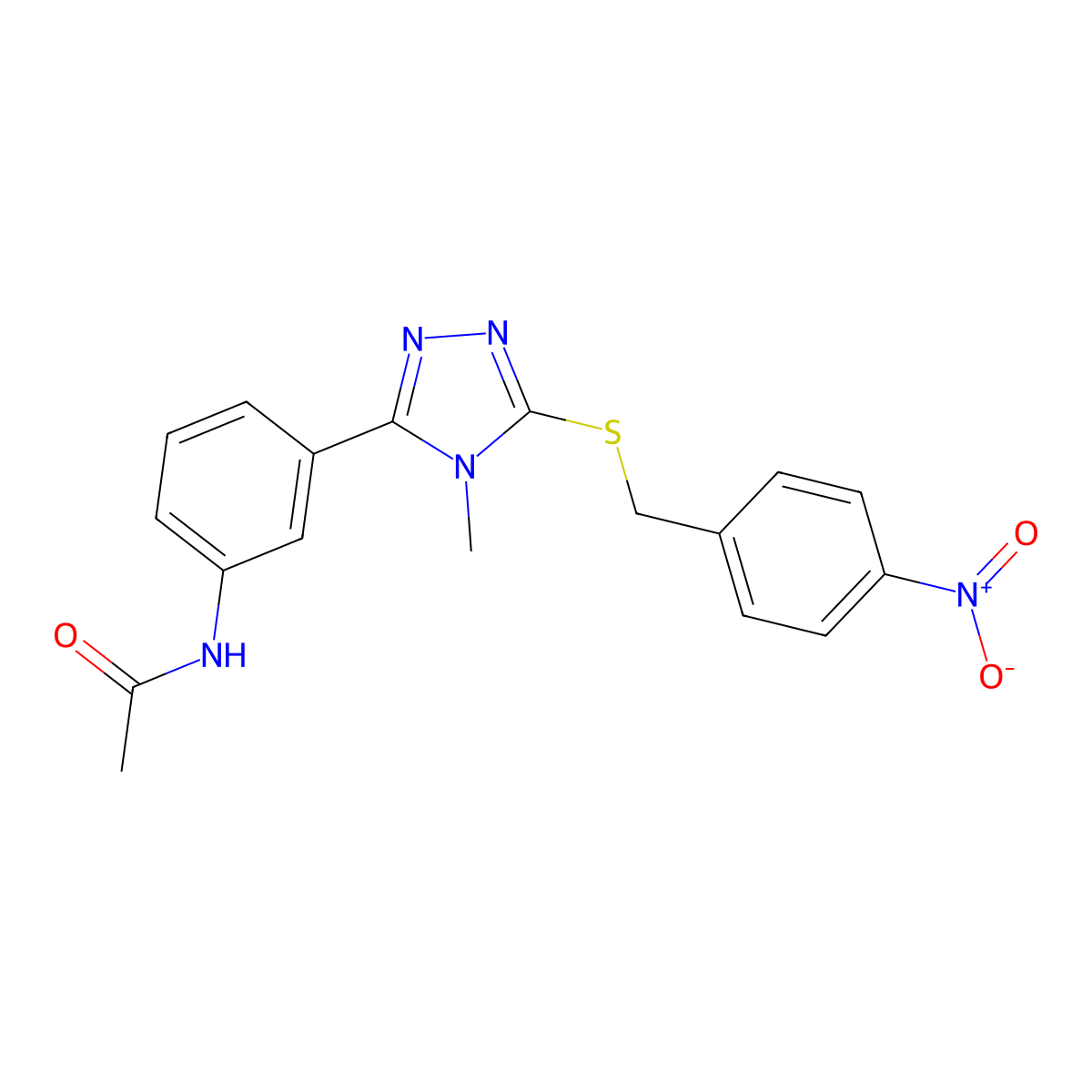 N-[3-[4-methyl-5-[(4-nitrophenyl)methylsulfanyl]-1,2,4-triazol-3-yl]phenyl]acetamide molecular structure, CAS 693234-51-4