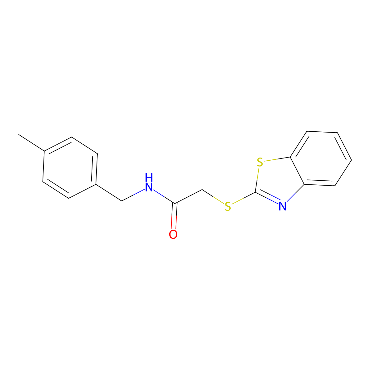 2-(1,3-benzothiazol-2-ylsulfanyl)-N-(4-methylbenzyl)acetamide molecular structure, CAS 693234-57-0