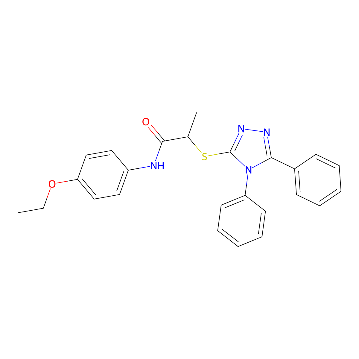 2-[(4,5-diphenyl-1,2,4-triazol-3-yl)sulfanyl]-N-(4-ethoxyphenyl)propanamide molecular structure, CAS 693234-61-6
