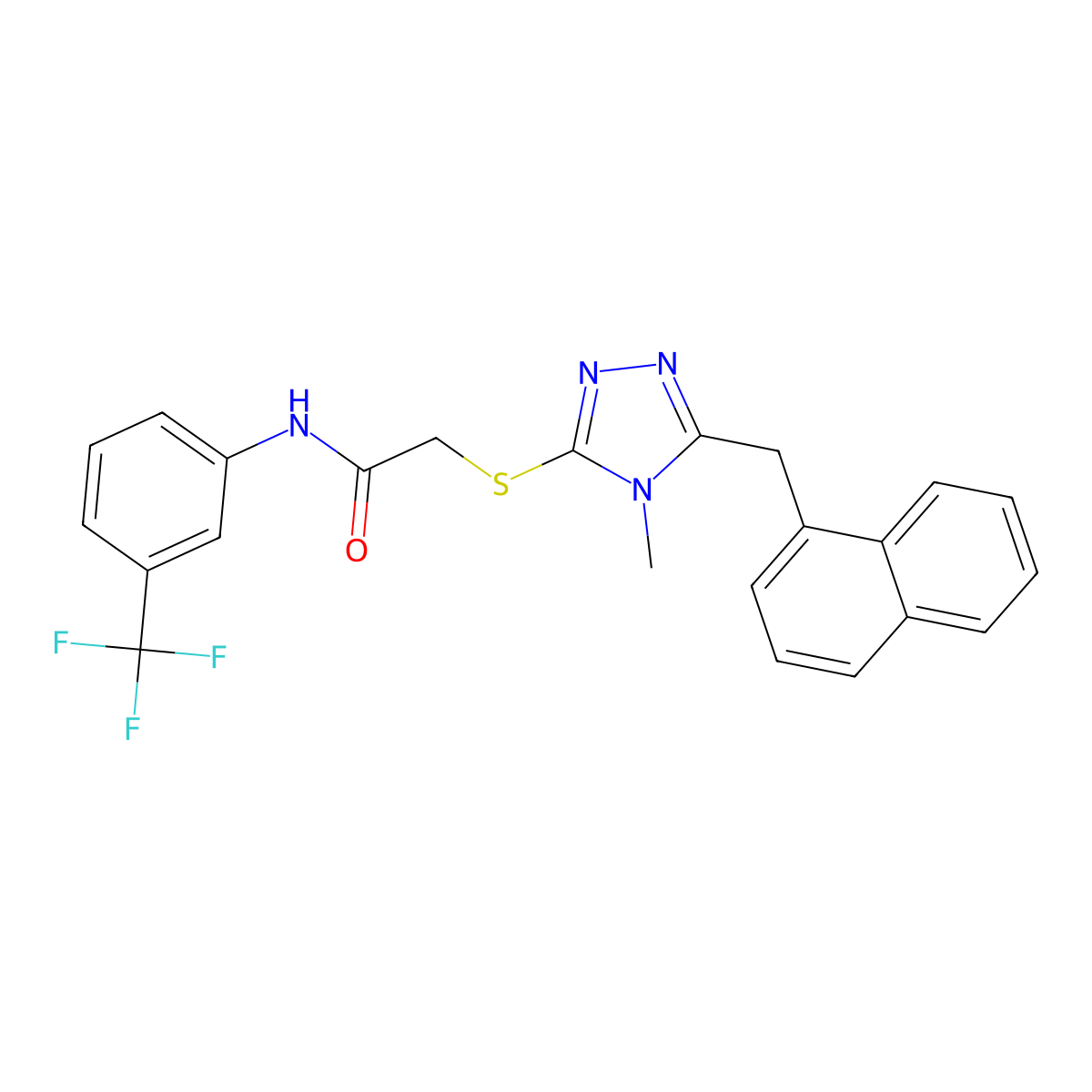 2-[[4-methyl-5-(naphthalen-1-ylmethyl)-1,2,4-triazol-3-yl]sulfanyl]-N-[3-(trifluoromethyl)phenyl]acetamide molecular structure, CAS 693234-65-0