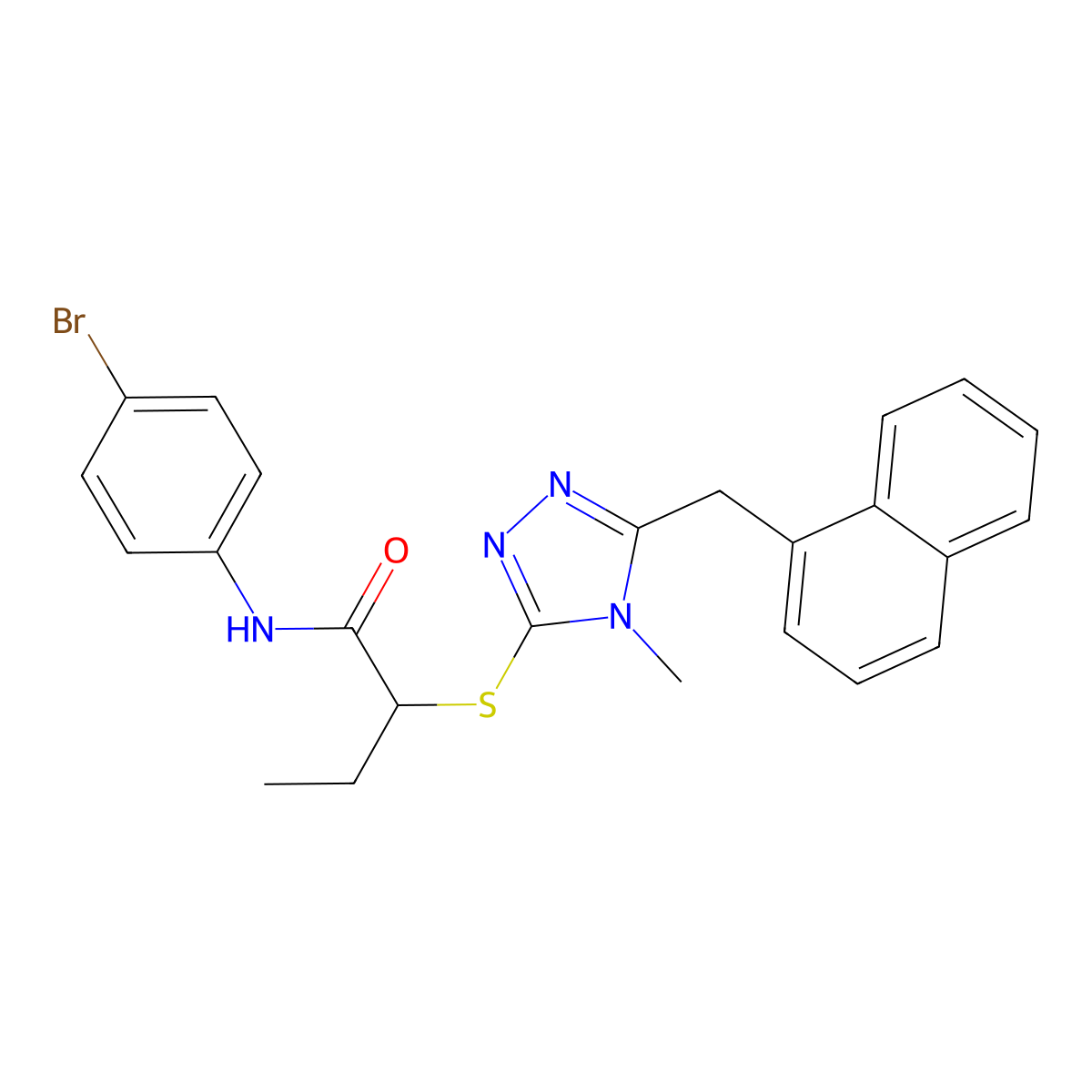 N-(4-bromophenyl)-2-[[4-methyl-5-(naphthalen-1-ylmethyl)-1,2,4-triazol-3-yl]sulfanyl]butanamide molecular structure, CAS 693234-70-7