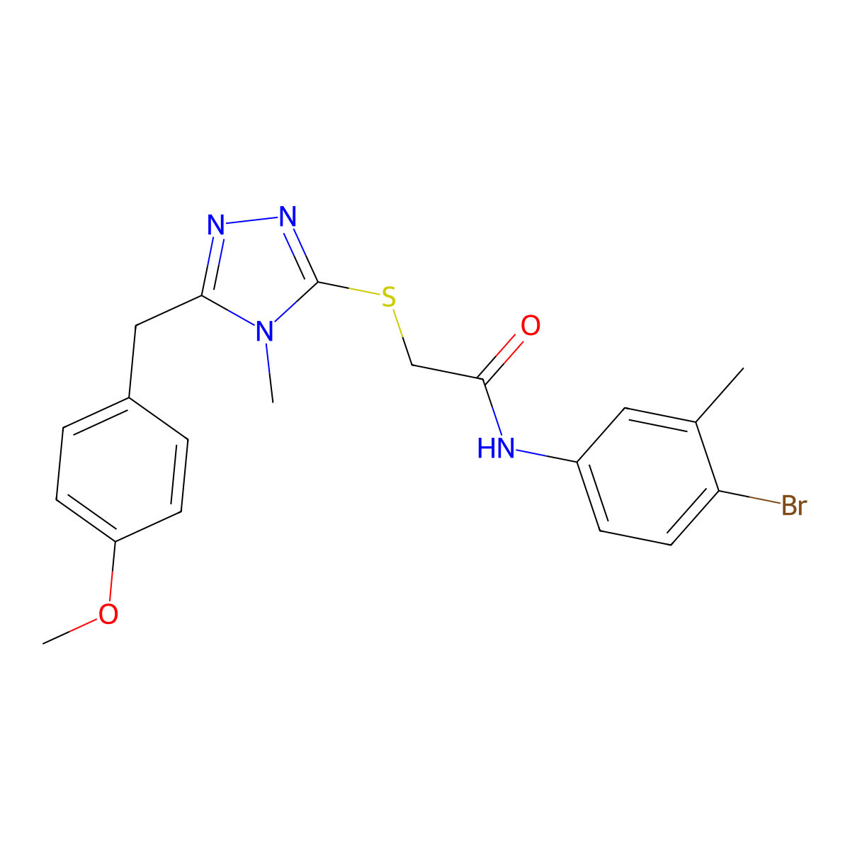 N-(4-bromo-3-methylphenyl)-2-[[5-[(4-methoxyphenyl)methyl]-4-methyl-1,2,4-triazol-3-yl]sulfanyl]acetamide molecular structure, CAS 693234-75-2