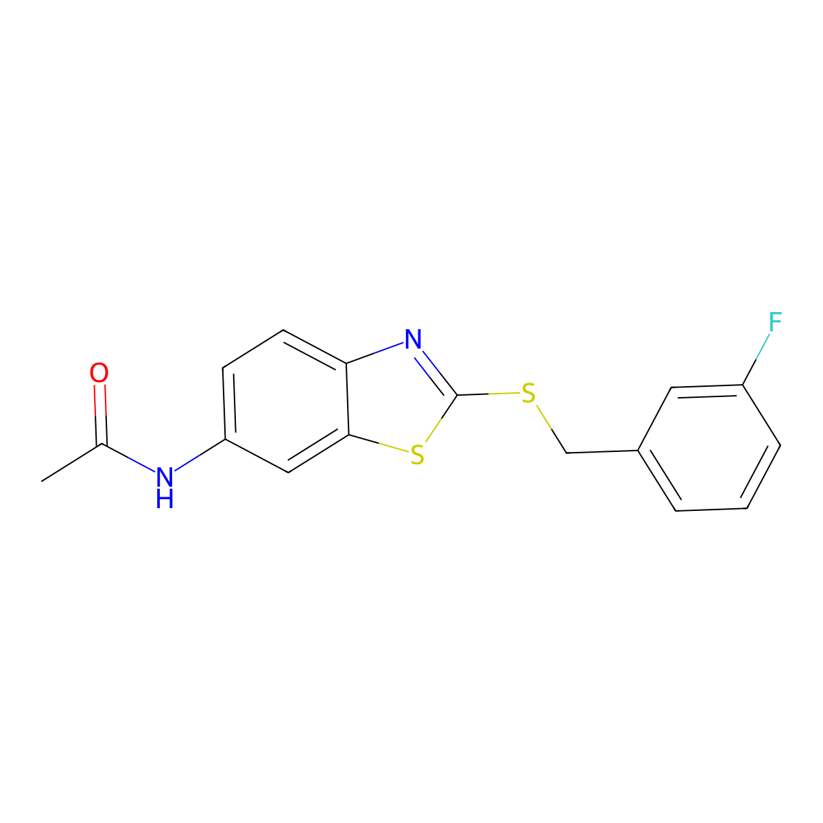 N-{2-[(3-fluorobenzyl)sulfanyl]-1,3-benzothiazol-6-yl}acetamide molecular structure, CAS 693234-80-9