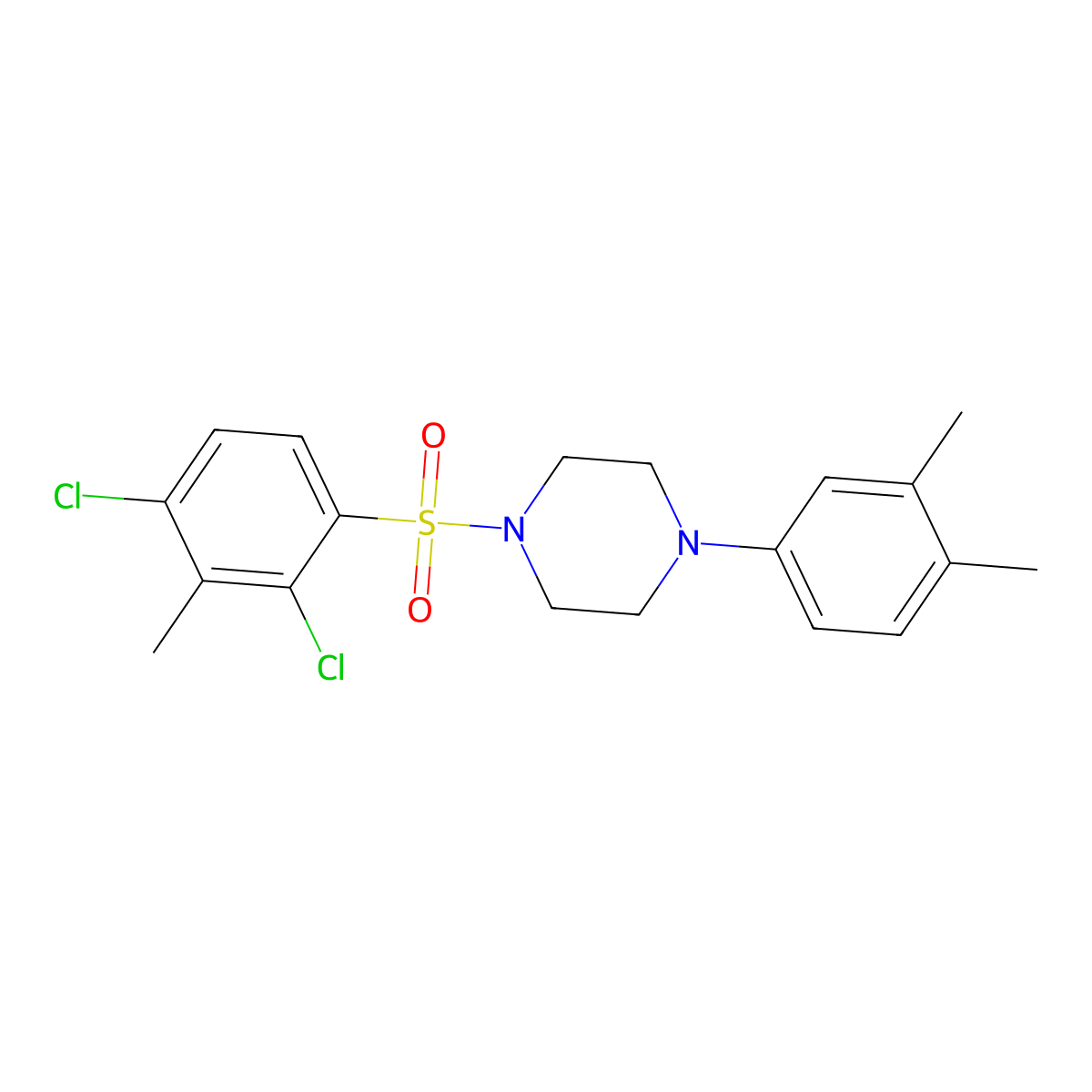 1-(2,4-Dichloro-3-methylbenzenesulfonyl)-4-(3,4-dimethylphenyl)piperazine molecular structure, CAS 693234-89-8