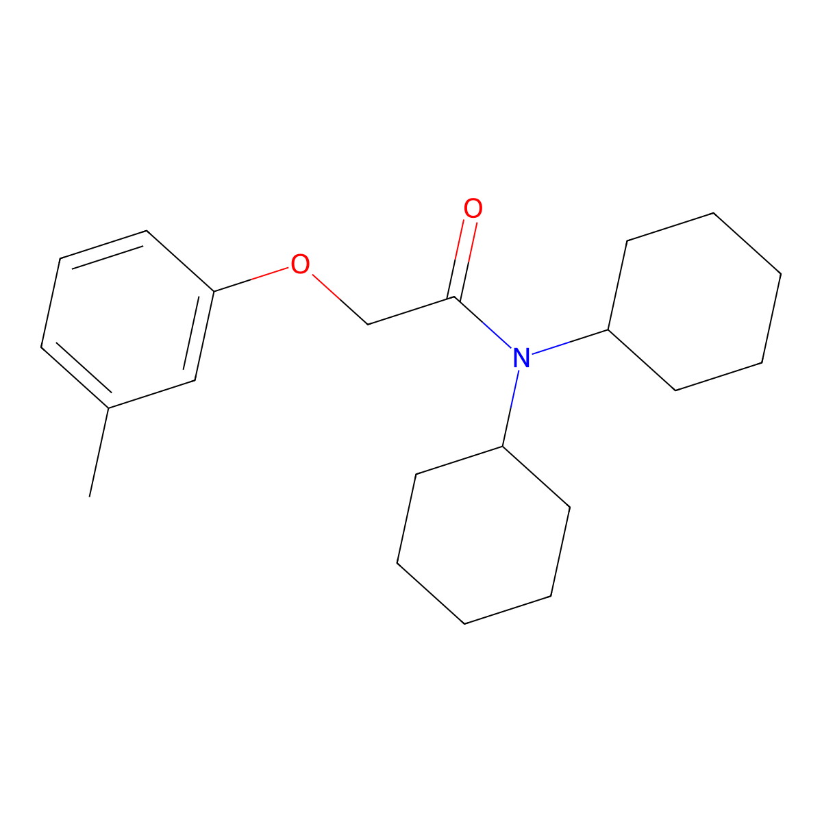 N,N-dicyclohexyl-2-(3-methylphenoxy)acetamide molecular structure, CAS 693234-97-8