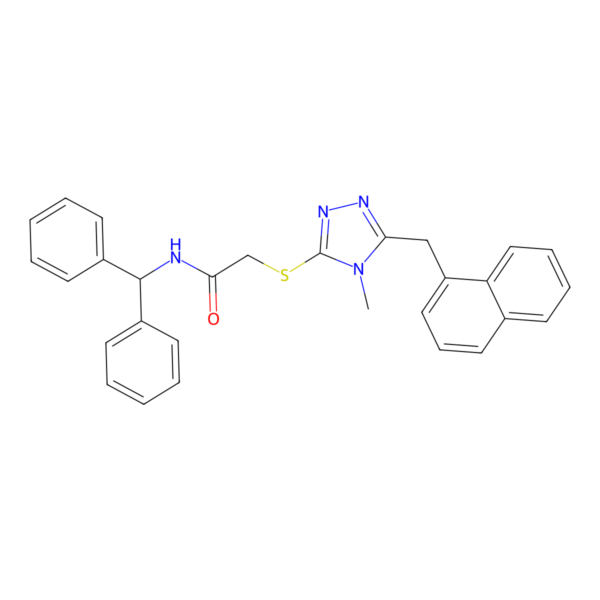 N-benzhydryl-2-[[4-methyl-5-(naphthalen-1-ylmethyl)-1,2,4-triazol-3-yl]sulfanyl]acetamide molecular structure, CAS 693235-01-7