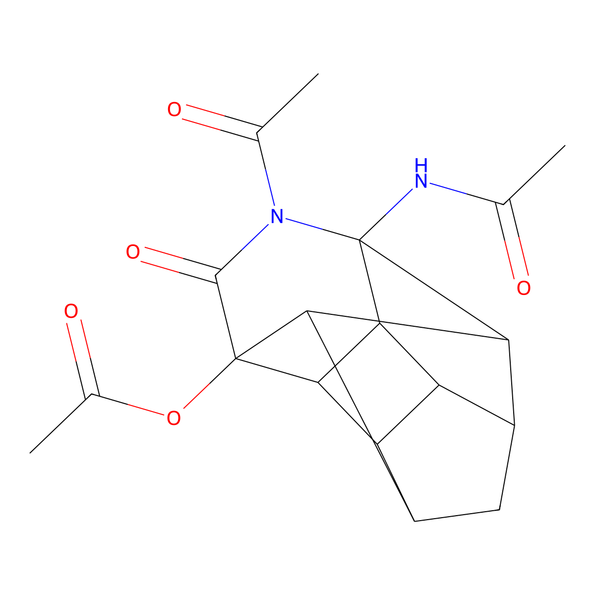 Acetamide, N-[1-acetyl-3-(acetyloxy)decahydro-2-oxo-3,7,4,6-ethanediylidene-7aH-pentaleno[1,6-bc]pyridin-7a-yl]- molecular structure, CAS 693235-20-0