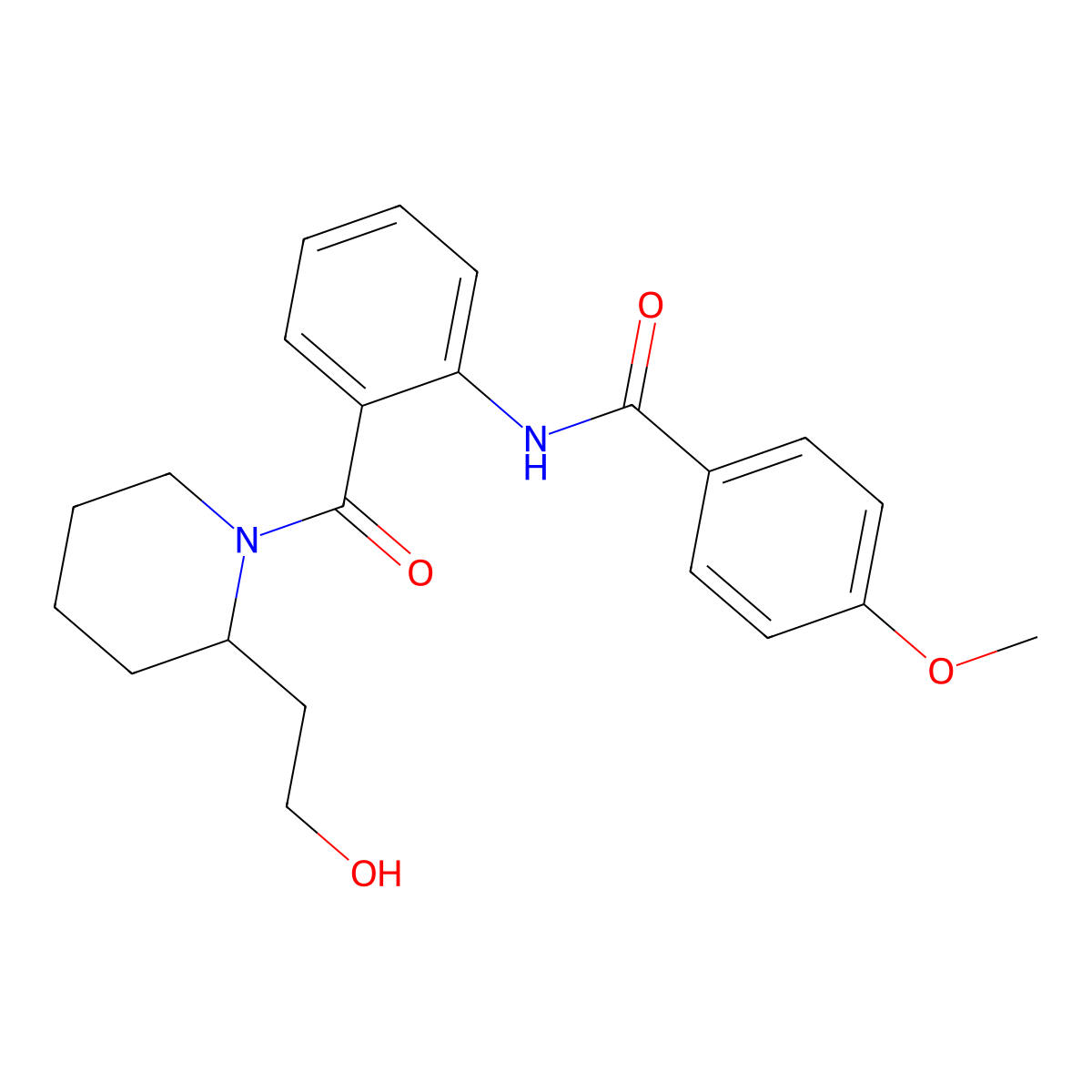 N-[2-[2-(2-hydroxyethyl)piperidine-1-carbonyl]phenyl]-4-methoxybenzamide molecular structure, CAS 693235-73-3