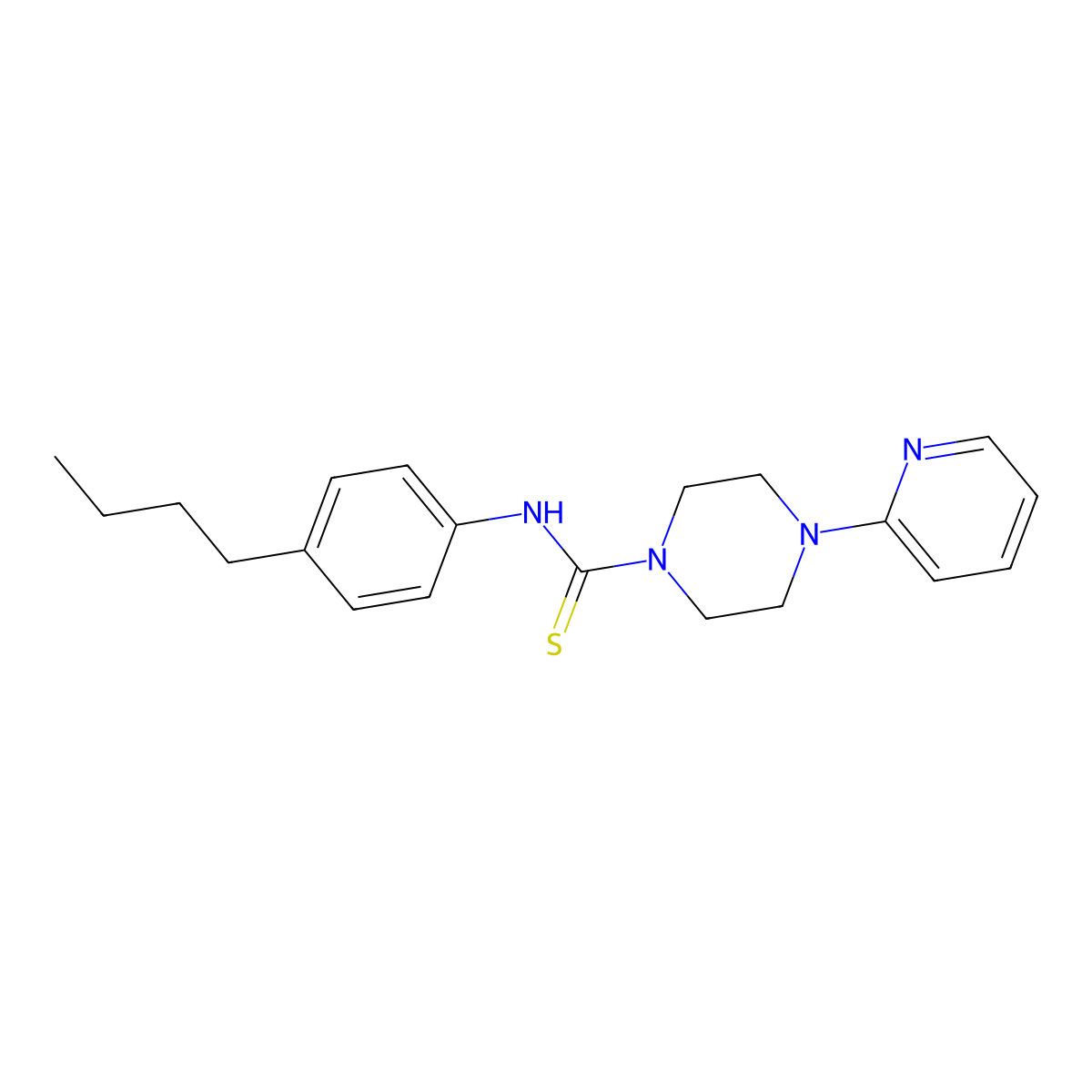 N-(4-butylphenyl)-4-pyridin-2-ylpiperazine-1-carbothioamide molecular structure, CAS 693235-75-5