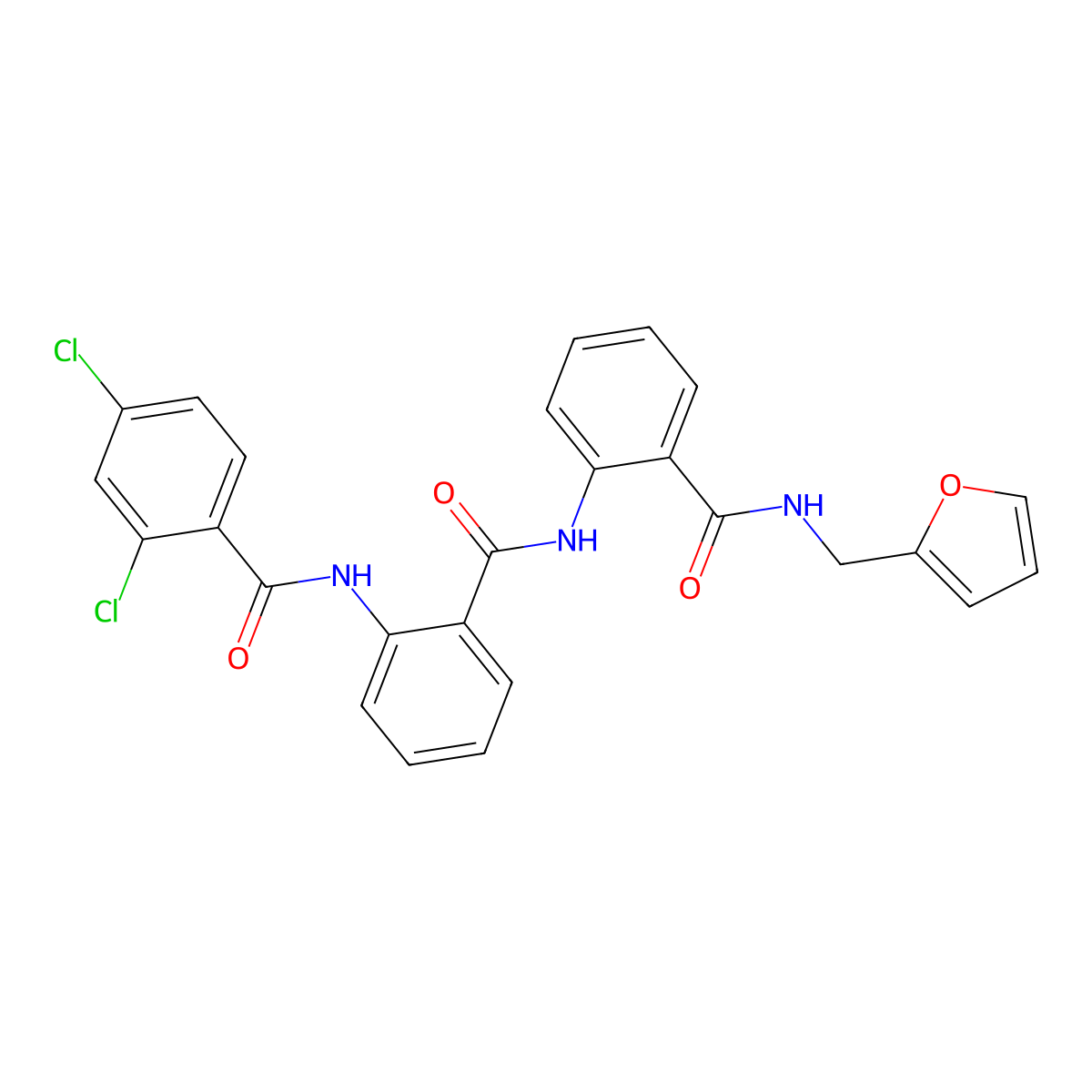 2,4-dichloro-N-[2-[[2-(furan-2-ylmethylcarbamoyl)phenyl]carbamoyl]phenyl]benzamide molecular structure, CAS 693235-81-3