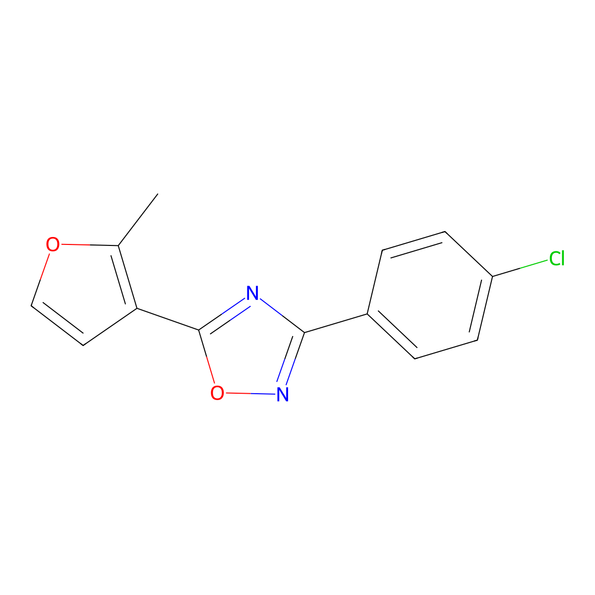 3-(4-Chlorophenyl)-5-(2-methyl-3-furyl)-1,2,4-oxadiazole molecular structure, CAS 693235-84-6