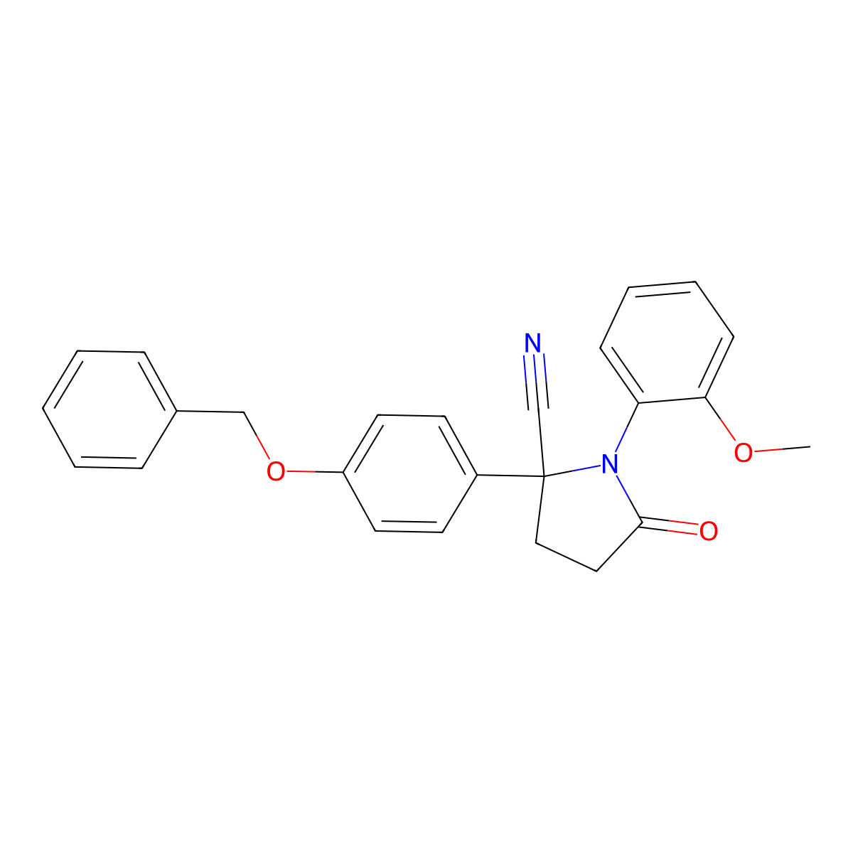 1-(2-Methoxyphenyl)-5-oxo-2-(4-phenylmethoxyphenyl)pyrrolidine-2-carbonitrile molecular structure, CAS 693235-90-4
