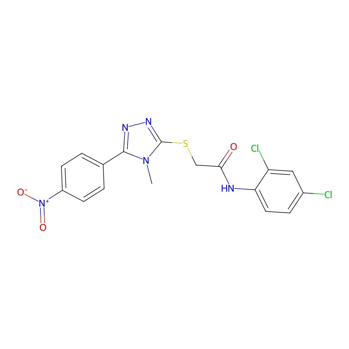 N-(2,4-dichlorophenyl)-2-[[4-methyl-5-(4-nitrophenyl)-1,2,4-triazol-3-yl]sulfanyl]acetamide molecular structure, CAS 693235-94-8