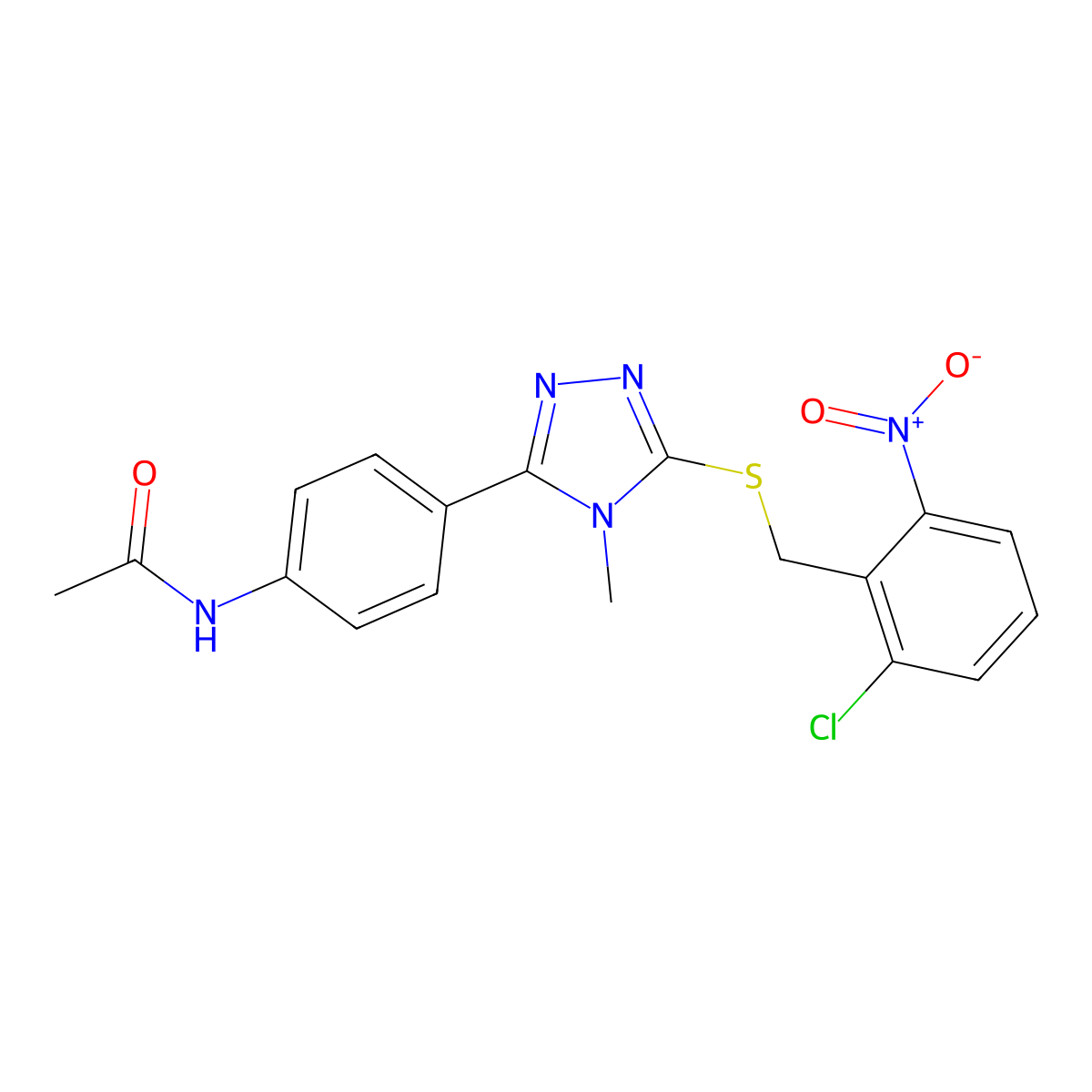 N-[4-[5-[(2-chloro-6-nitrophenyl)methylsulfanyl]-4-methyl-1,2,4-triazol-3-yl]phenyl]acetamide molecular structure, CAS 693235-95-9