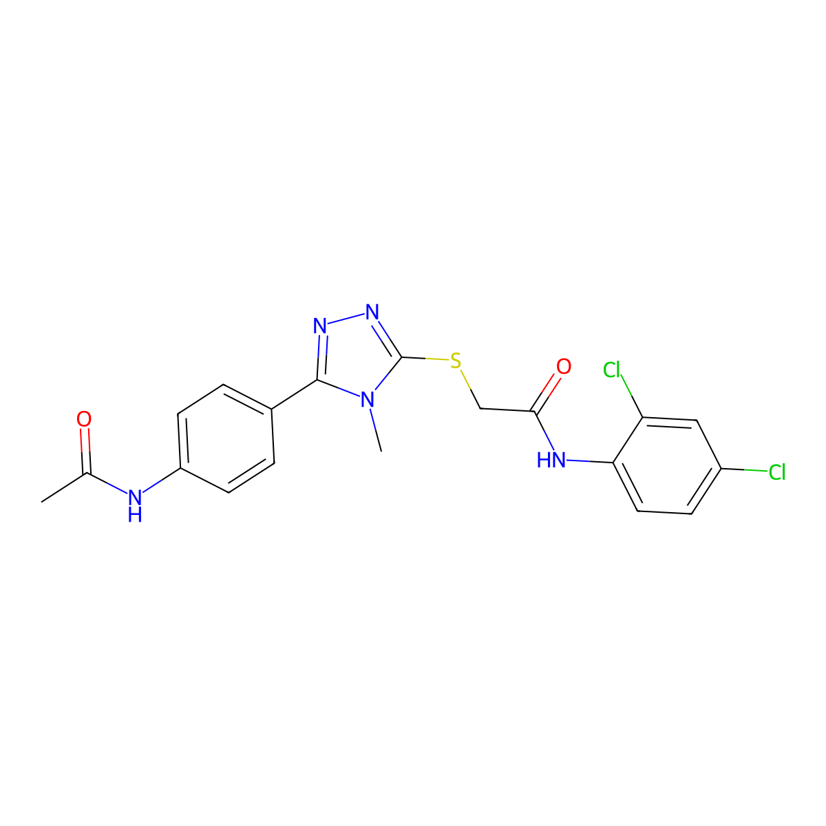 2-[[5-(4-acetamidophenyl)-4-methyl-1,2,4-triazol-3-yl]sulfanyl]-N-(2,4-dichlorophenyl)acetamide molecular structure, CAS 693236-00-9