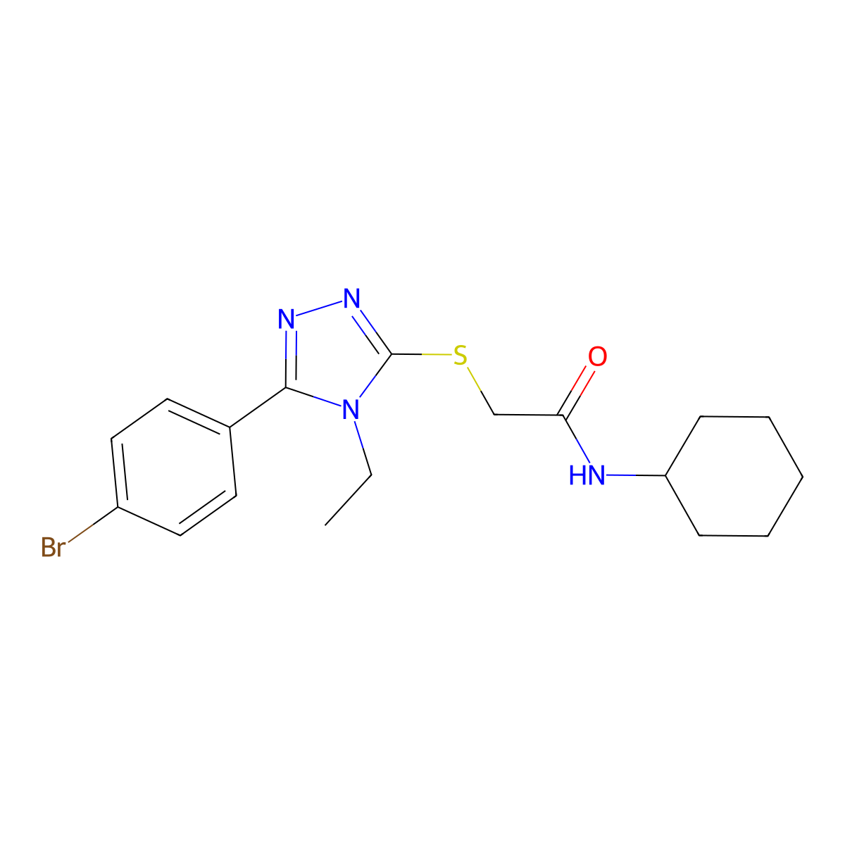 2-{[5-(4-bromophenyl)-4-ethyl-4H-1,2,4-triazol-3-yl]sulfanyl}-N-cyclohexylacetamide molecular structure, CAS 693236-02-1