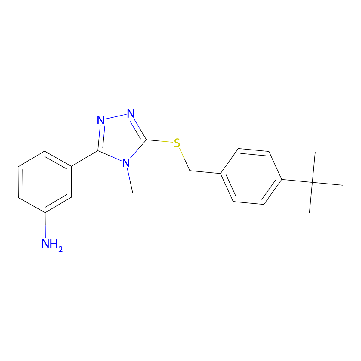 3-[5-[(4-Tert-butylphenyl)methylsulfanyl]-4-methyl-1,2,4-triazol-3-yl]aniline molecular structure, CAS 693236-12-3