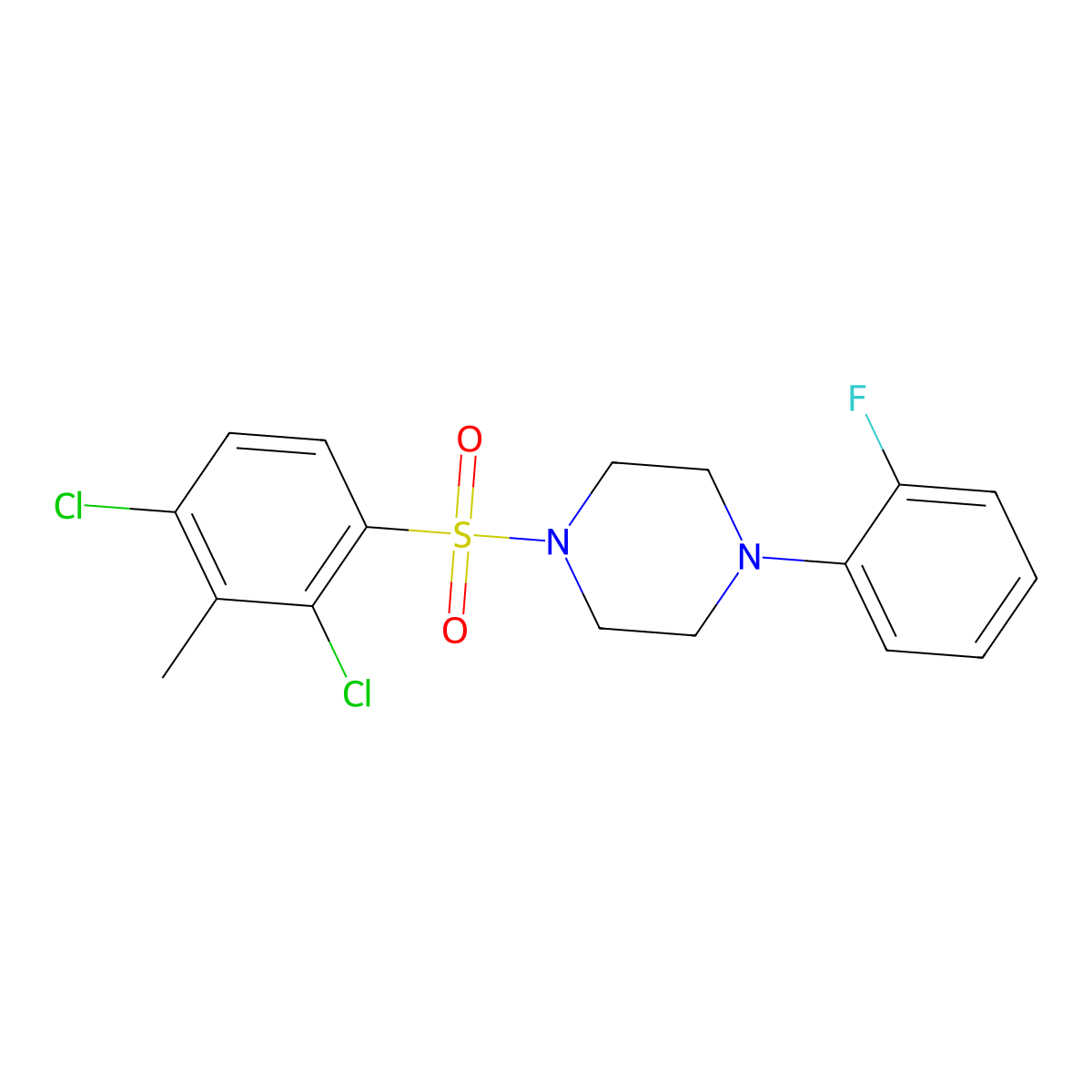 1-(2,4-Dichloro-3-methylbenzenesulfonyl)-4-(2-fluorophenyl)piperazine molecular structure, CAS 693236-30-5