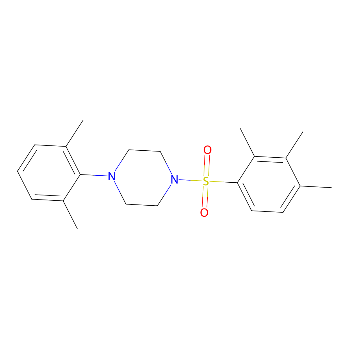 1-(2,6-Dimethylphenyl)-4-(2,3,4-trimethylbenzenesulfonyl)piperazine molecular structure, CAS 693236-35-0