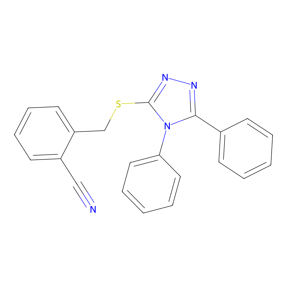 2-[(4,5-Diphenyl-1,2,4-triazol-3-yl)sulfanylmethyl]benzonitrile molecular structure, CAS 693236-41-8