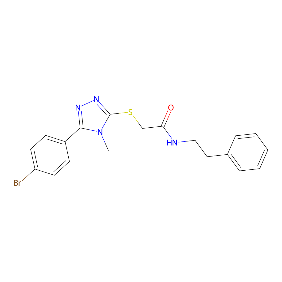 2-{[5-(4-bromophenyl)-4-methyl-4H-1,2,4-triazol-3-yl]sulfanyl}-N-(2-phenylethyl)acetamide molecular structure, CAS 693236-47-4