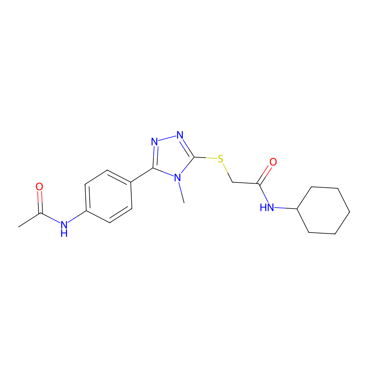 2-[[5-(4-acetamidophenyl)-4-methyl-1,2,4-triazol-3-yl]sulfanyl]-N-cyclohexylacetamide molecular structure, CAS 693236-85-0