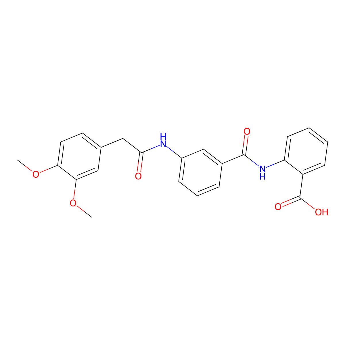2-[(3-{[(3,4-Dimethoxyphenyl)acetyl]amino}benzoyl)amino]benzoic acid molecular structure, CAS 693236-94-1