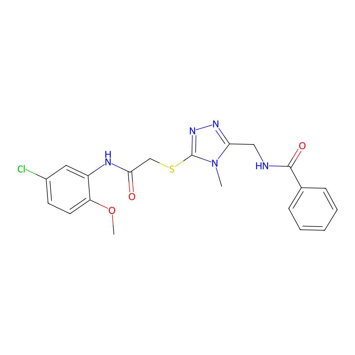 N-[[5-[2-(5-chloro-2-methoxyanilino)-2-oxoethyl]sulfanyl-4-methyl-1,2,4-triazol-3-yl]methyl]benzamide molecular structure, CAS 693237-11-5