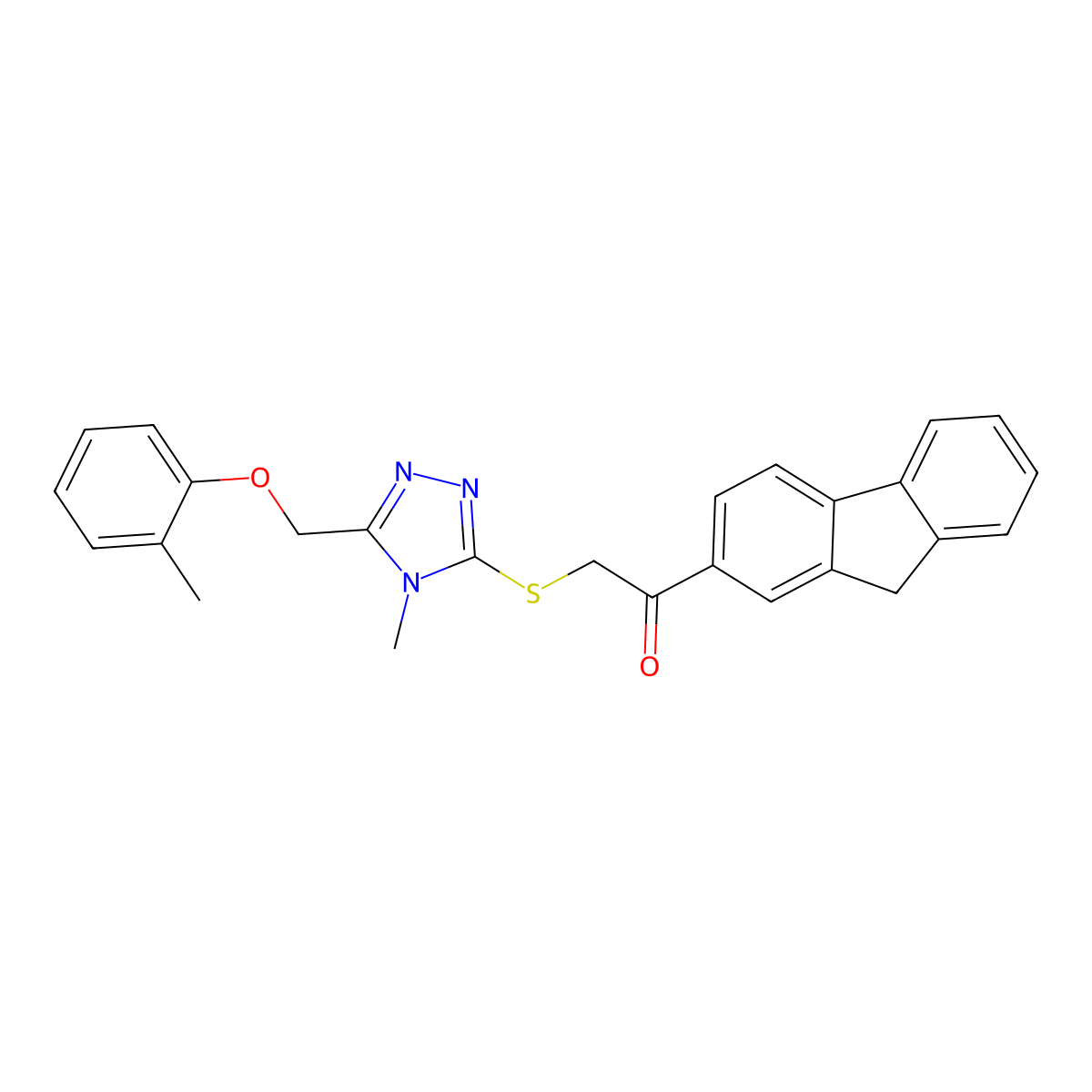 1-(9H-fluoren-2-yl)-2-[[4-methyl-5-[(2-methylphenoxy)methyl]-1,2,4-triazol-3-yl]sulfanyl]ethanone molecular structure, CAS 693237-23-9