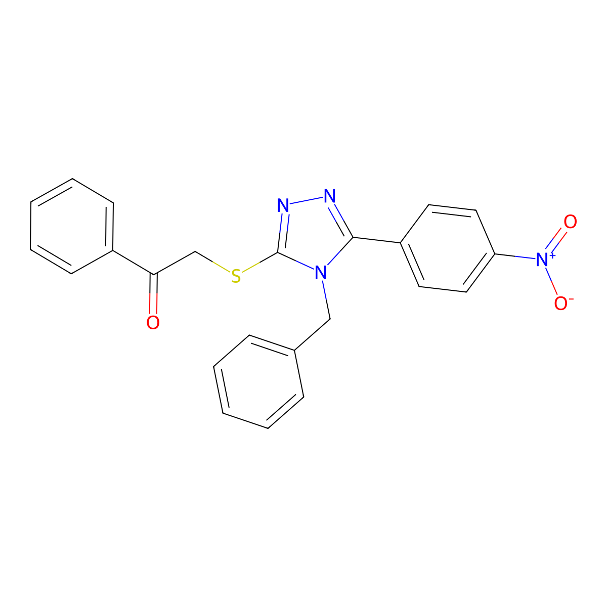 2-[[4-Benzyl-5-(4-nitrophenyl)-1,2,4-triazol-3-yl]sulfanyl]-1-phenylethanone molecular structure, CAS 693237-32-0