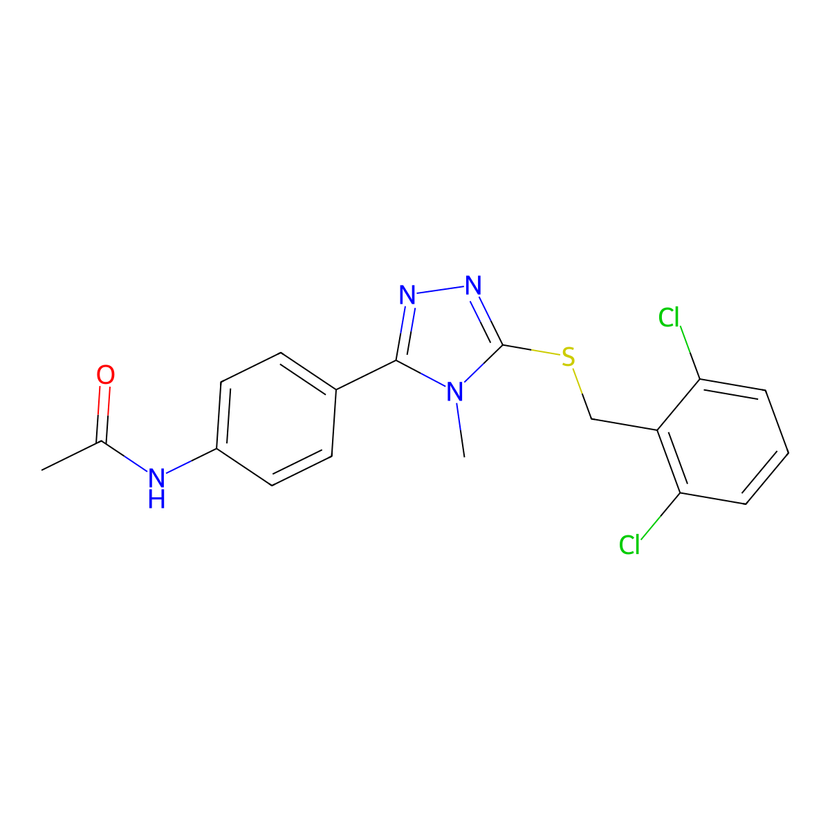 N-[4-[5-[(2,6-dichlorophenyl)methylsulfanyl]-4-methyl-1,2,4-triazol-3-yl]phenyl]acetamide molecular structure, CAS 693237-56-8