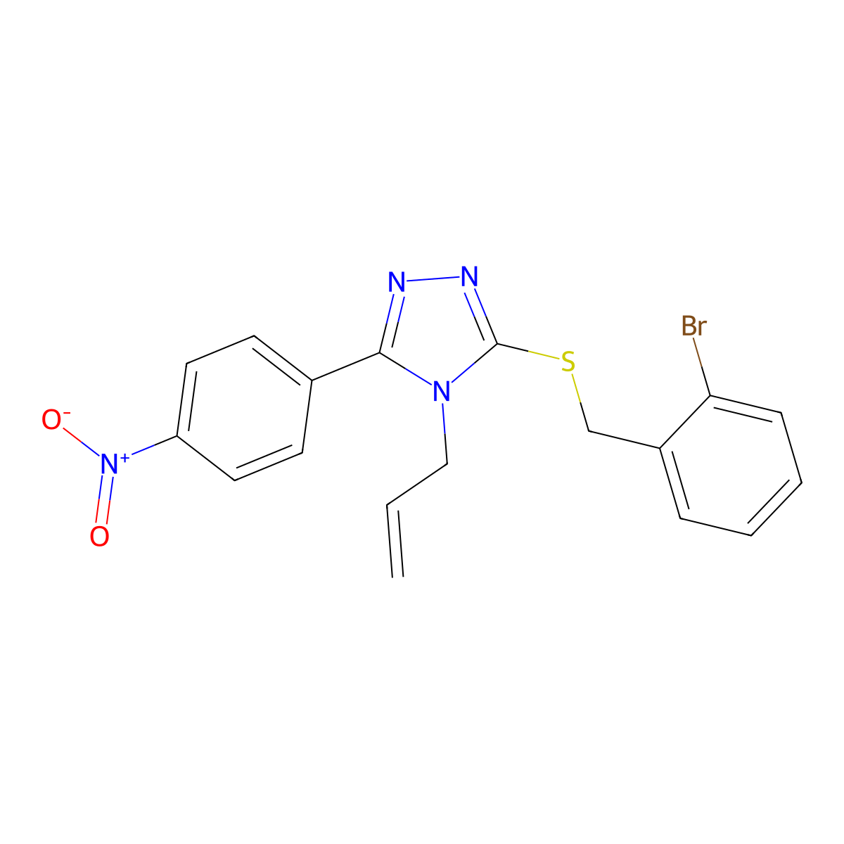3-[(2-Bromophenyl)methylsulfanyl]-5-(4-nitrophenyl)-4-prop-2-enyl-1,2,4-triazole molecular structure, CAS 693237-64-8