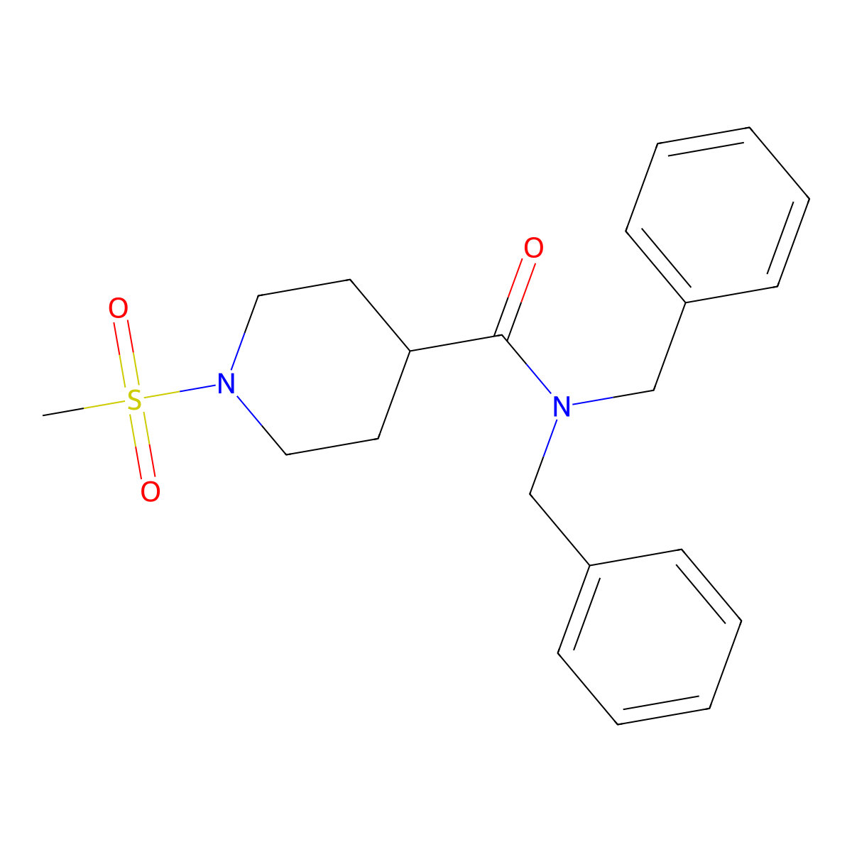 N,N-dibenzyl-1-methylsulfonylpiperidine-4-carboxamide molecular structure, CAS 693237-67-1