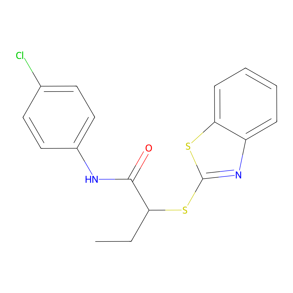 2-(1,3-benzothiazol-2-ylsulfanyl)-N-(4-chlorophenyl)butanamide molecular structure, CAS 693237-72-8